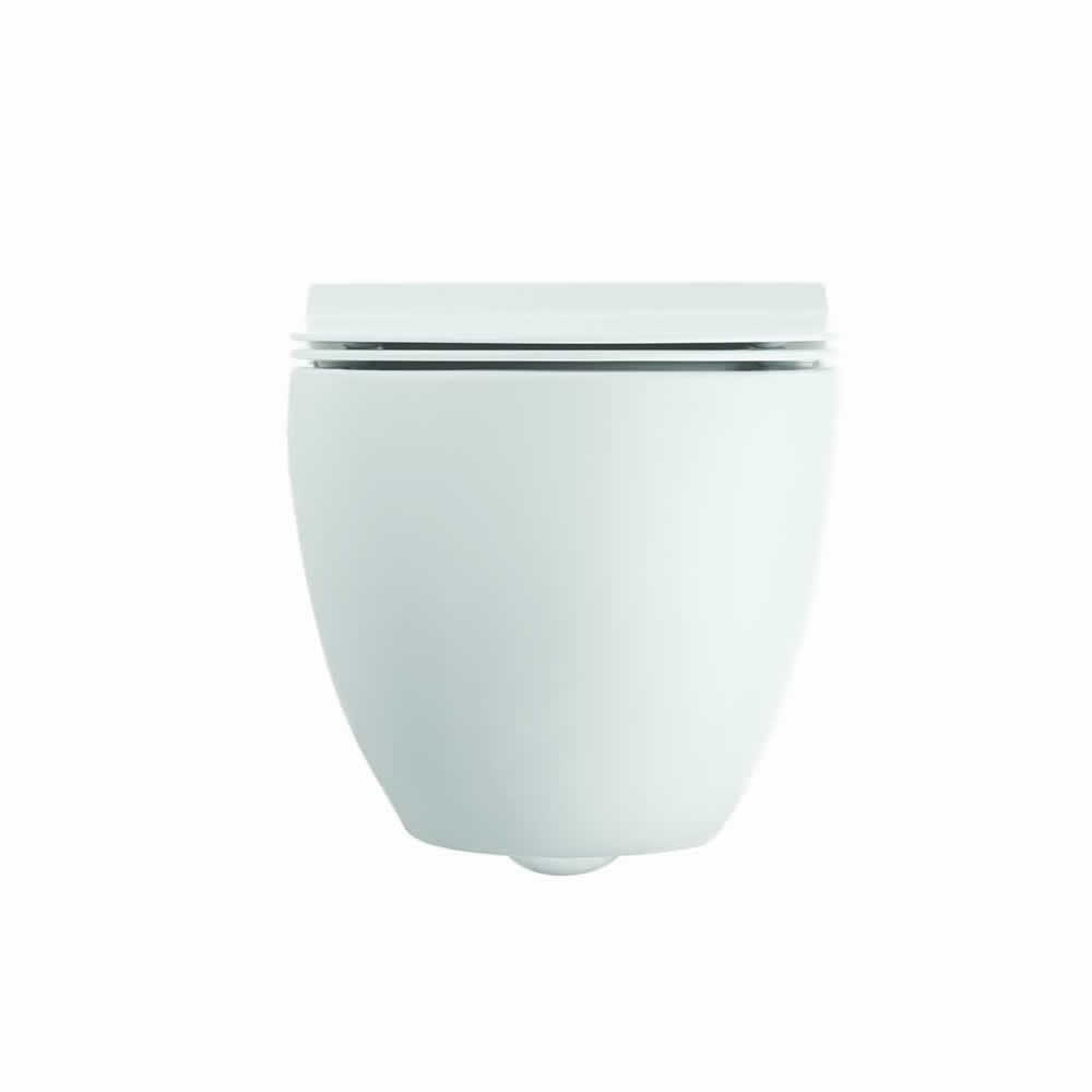 Glide II Matt White Wall Hung Short Projection Rimless Toilet & Soft Close Seat 